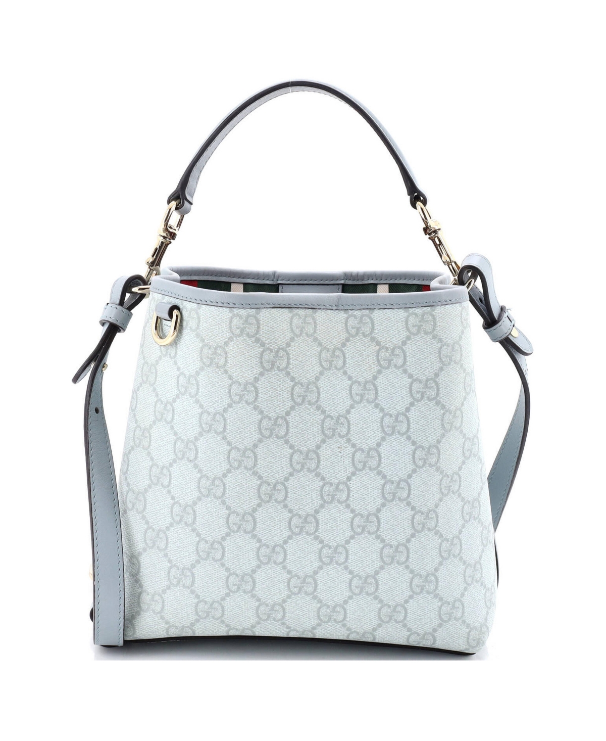 Pre-Owned Gucci Small Gg Emblem Bucket Bag Gg Coated Canvas - Blue
