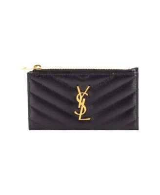 Monogram Fragments Zip Card Holder Matelasse Chevron Leather
