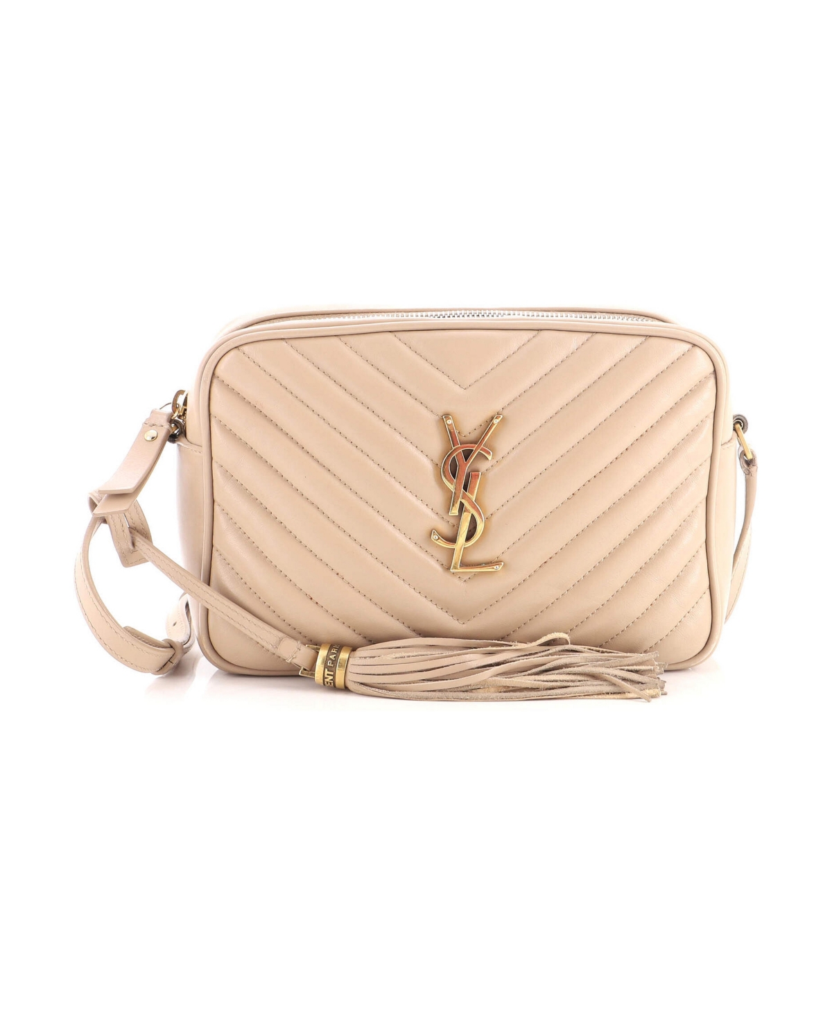Pre-Owned Saint Laurent Small Lou Camera Bag Matelasse Chevron Leather - Natural