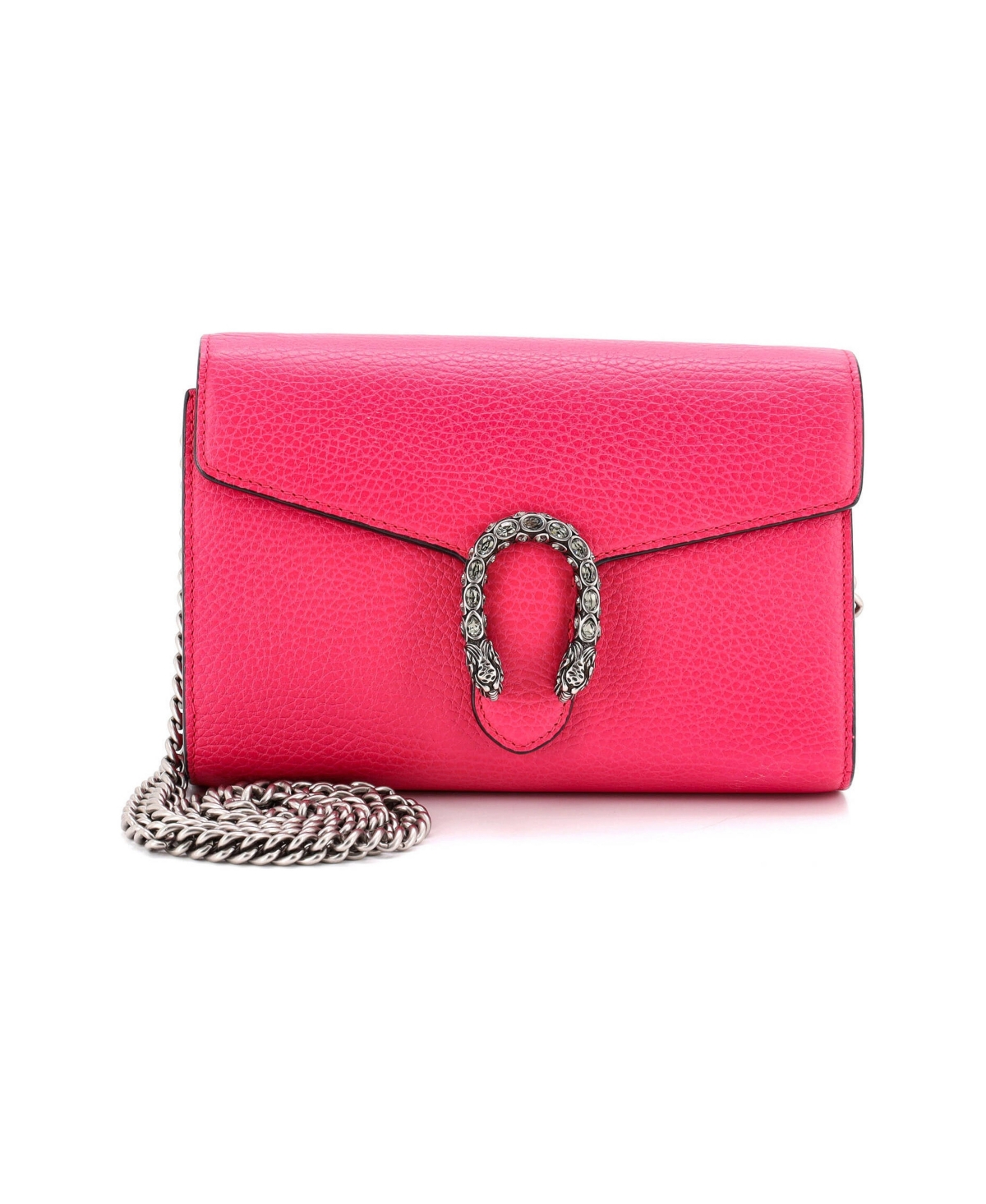Pre-Owned Gucci Small Dionysus Chain Wallet Leather with Embellished Detail - Pink