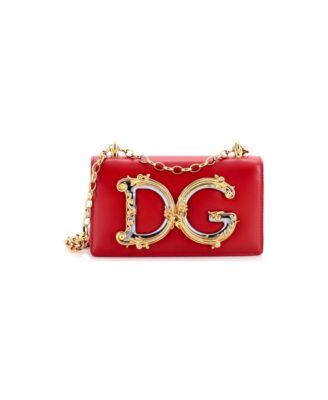 Pre-Owned Dolce and Gabbana Mini DG Girls Flap Bag Embellished Leather