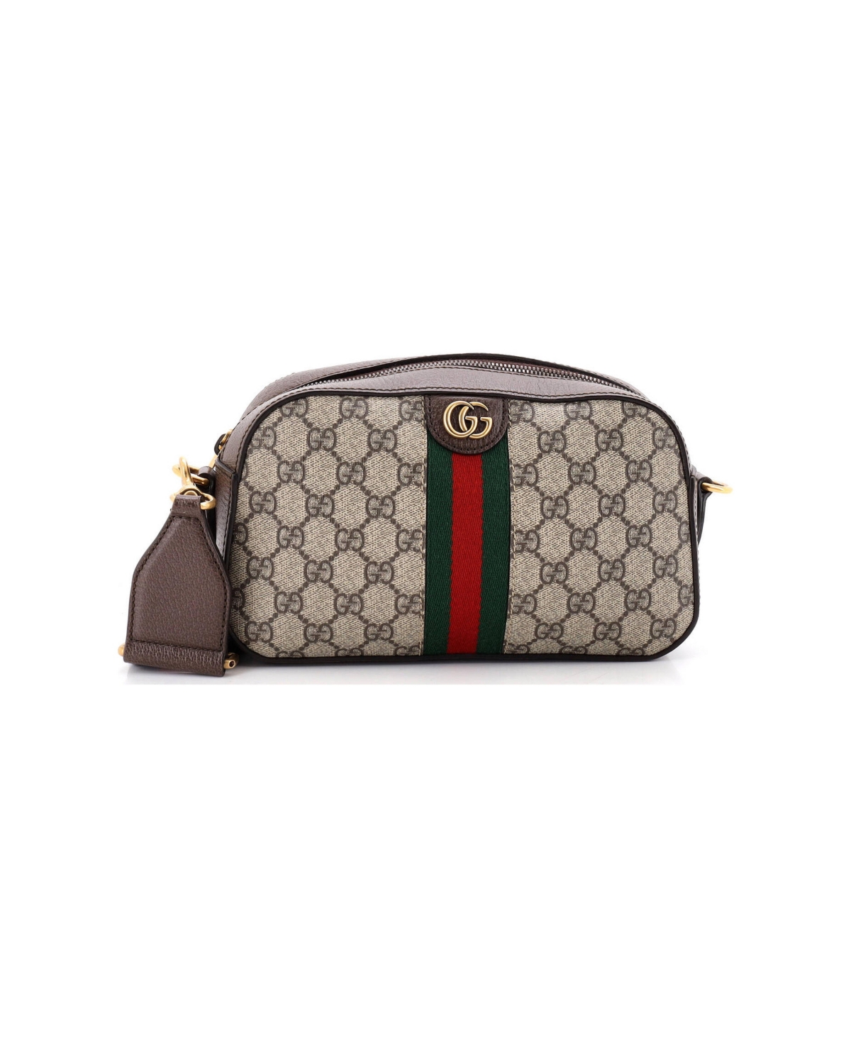 Pre-Owned Gucci Small Ophidia Convertible Camera Bag Gg Coated Canvas with Leather - Brown