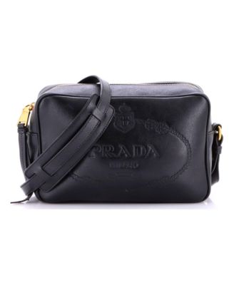 Small Logo Camera Bag Embossed Leather