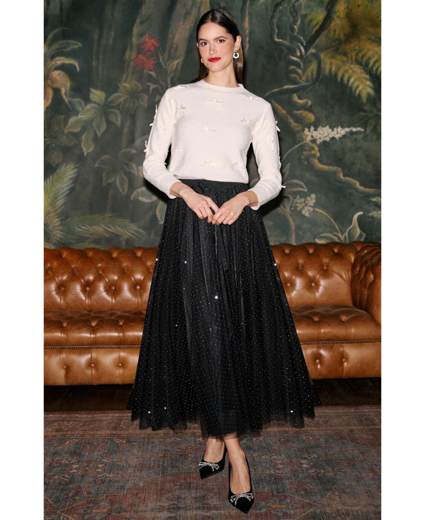 Женская юбка Yumi Diamonte Tulle Maxi, цвет: Чёрный — фото 3