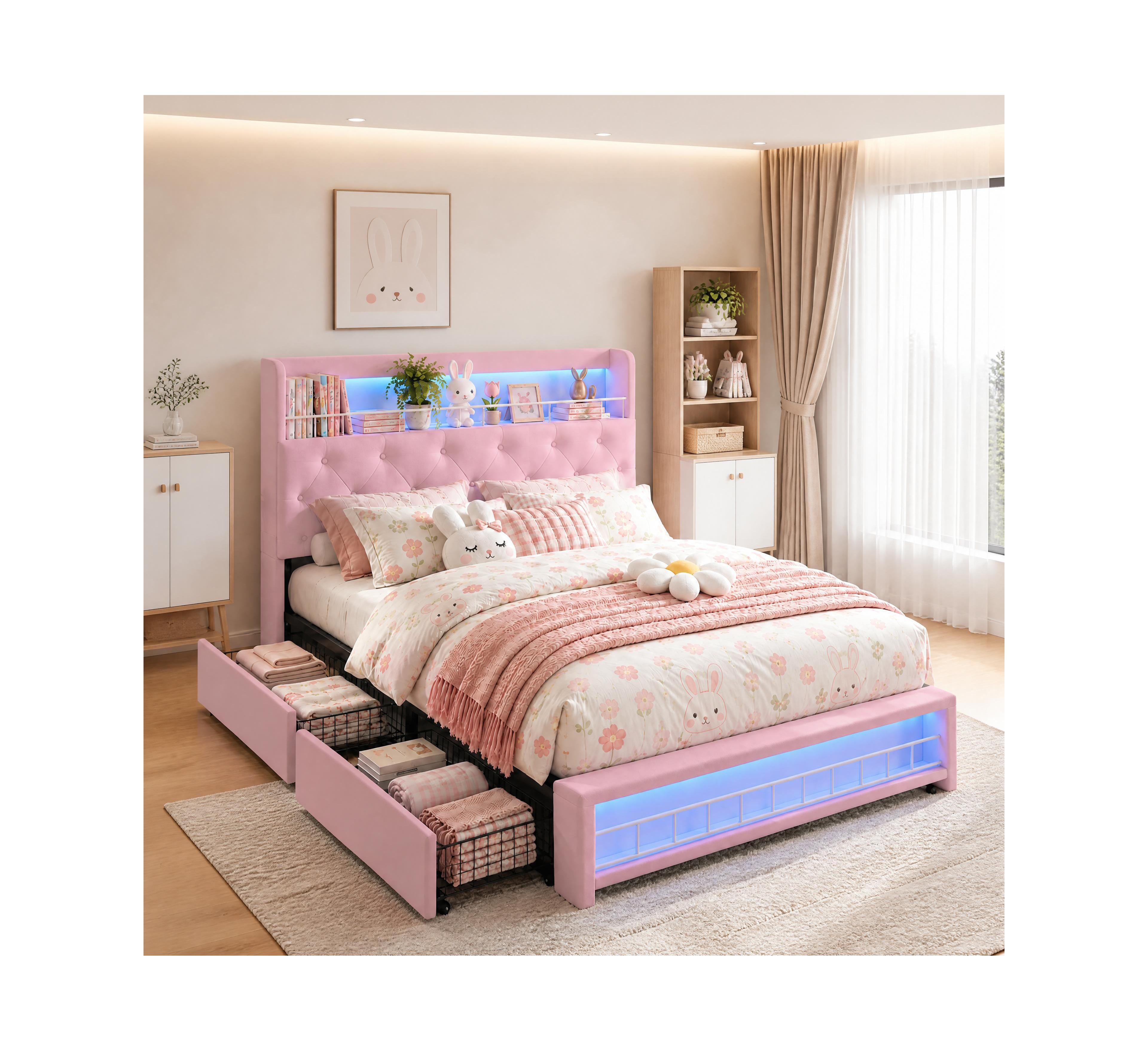 homfan Storage Bed Frame with Headboard and Footboard Storage