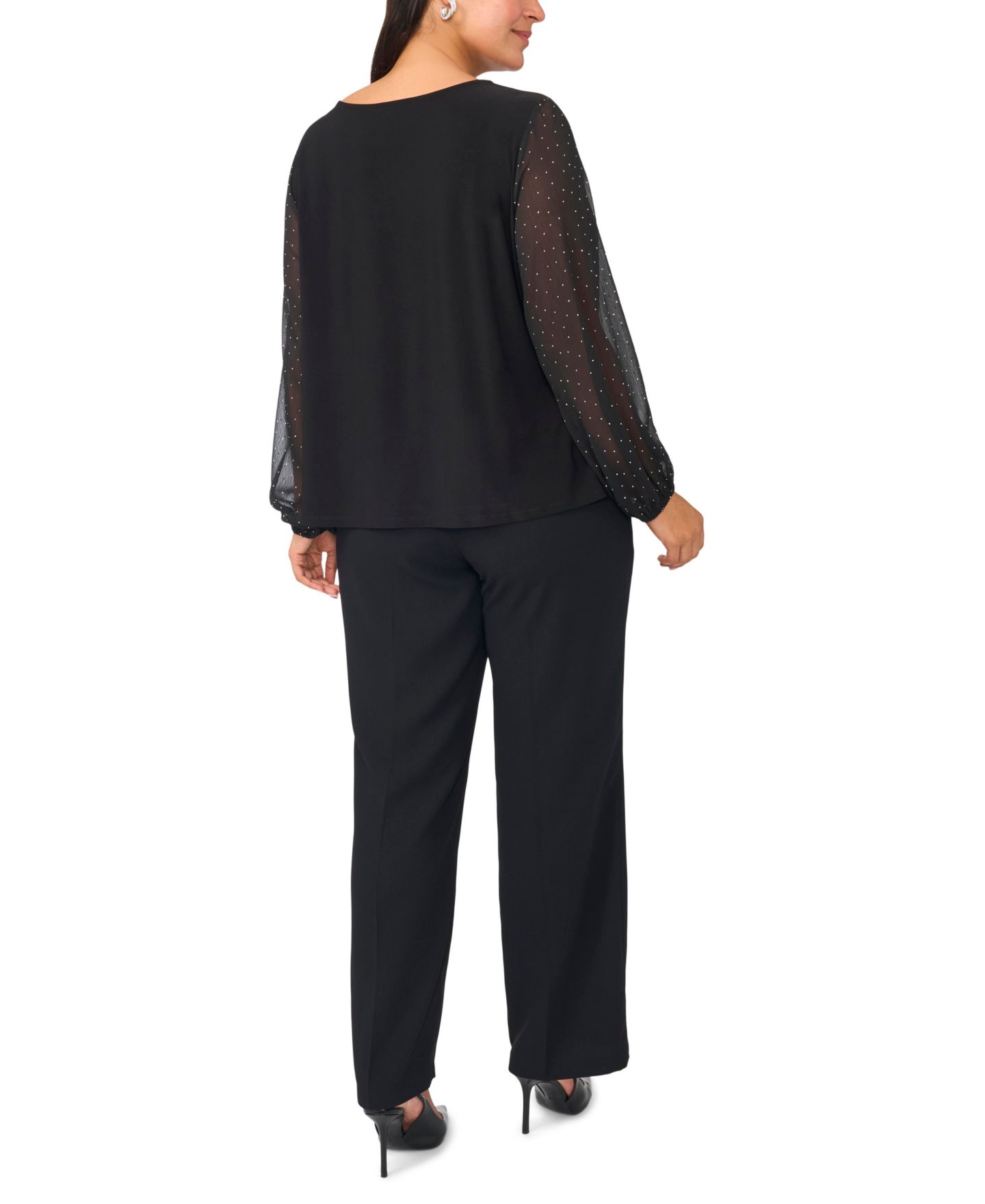 Женская блузка MSK Plus Size Crewneck Long Puff Sleeve, цвет: Насыщенный чёрный — фото 4