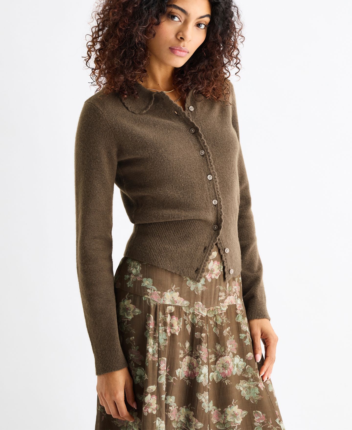 Женская юбка Lucky Brand Floral Drop Waist Maxi, цвет: Серо-коричневый с принтом — фото 7