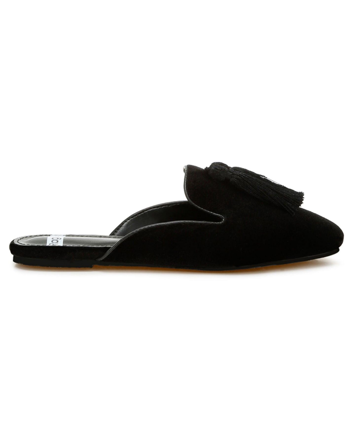 Женские сабо Rag & Co Cardinal Tassel Detail Velvet, цвет: Чёрный бархатный — фото 3