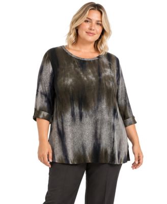 Plus Size Tie Dye Cozy Button Back Top
