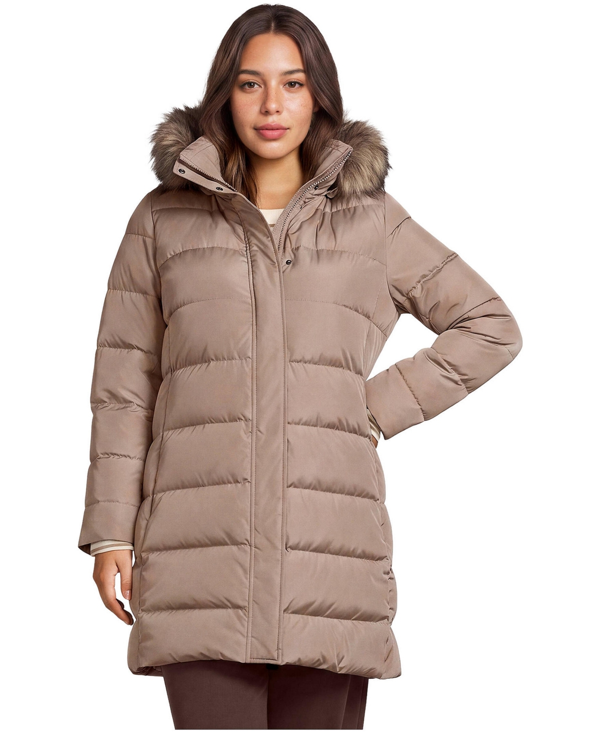 Lands' End Plus Size Max 600 Down Puffer Coat - Cocoa