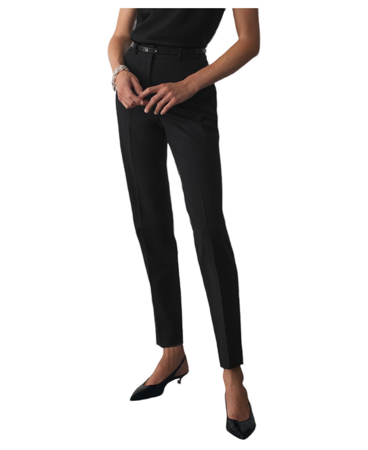 The Fold Women's Livara Slim-Fit Wool-Blend Ankle-Length Pants - Black