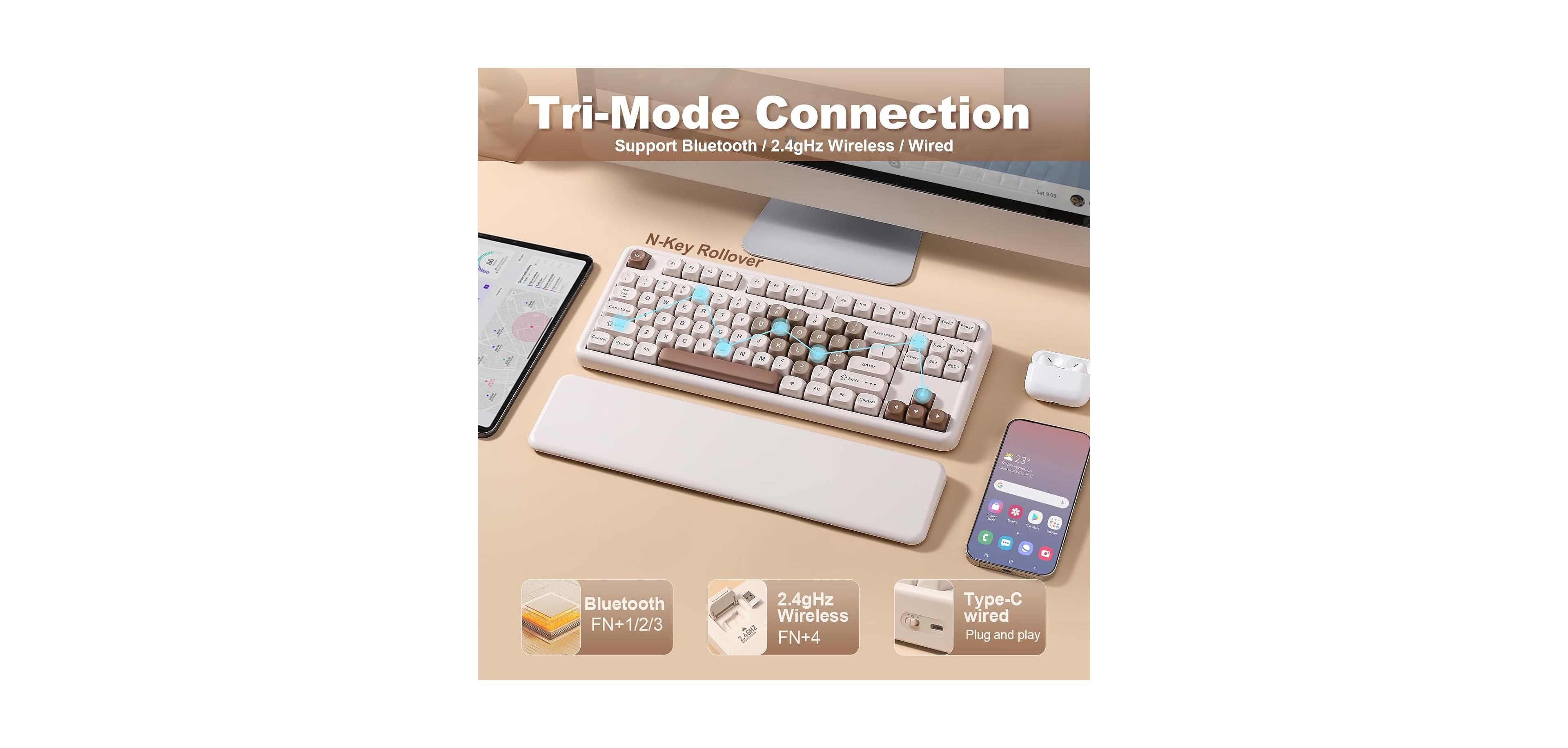 memzuoix B87 Wireless Mechanical Tenkeyless Keyboard for Windows and Mac