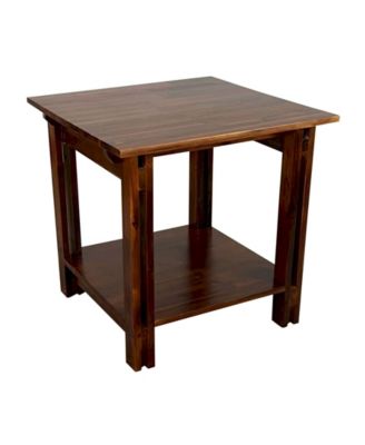 24" Square Wood End Table with Shelf