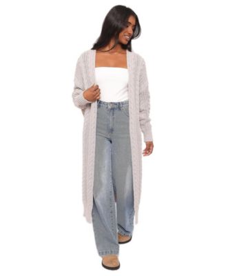 Women's Kensie Cable Coatigan Open-Front Oversized Coat