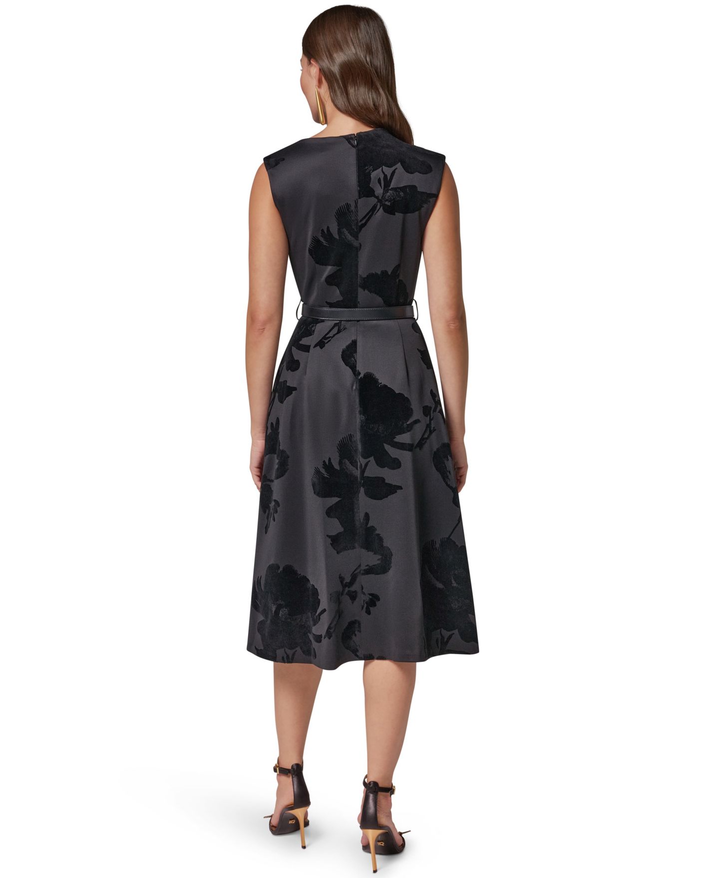 Женское платье Donna Karan New York Floral-Print Sleeveless Fit & Flare, цвет: Чёрный — фото 4