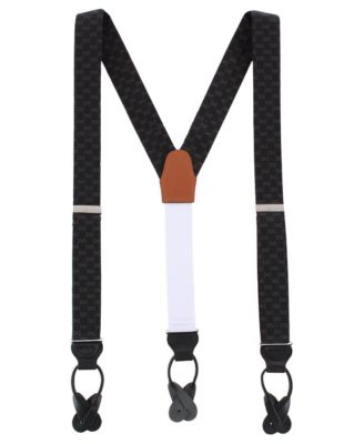 Signature Logo Silk Leather Button End Suspenders
