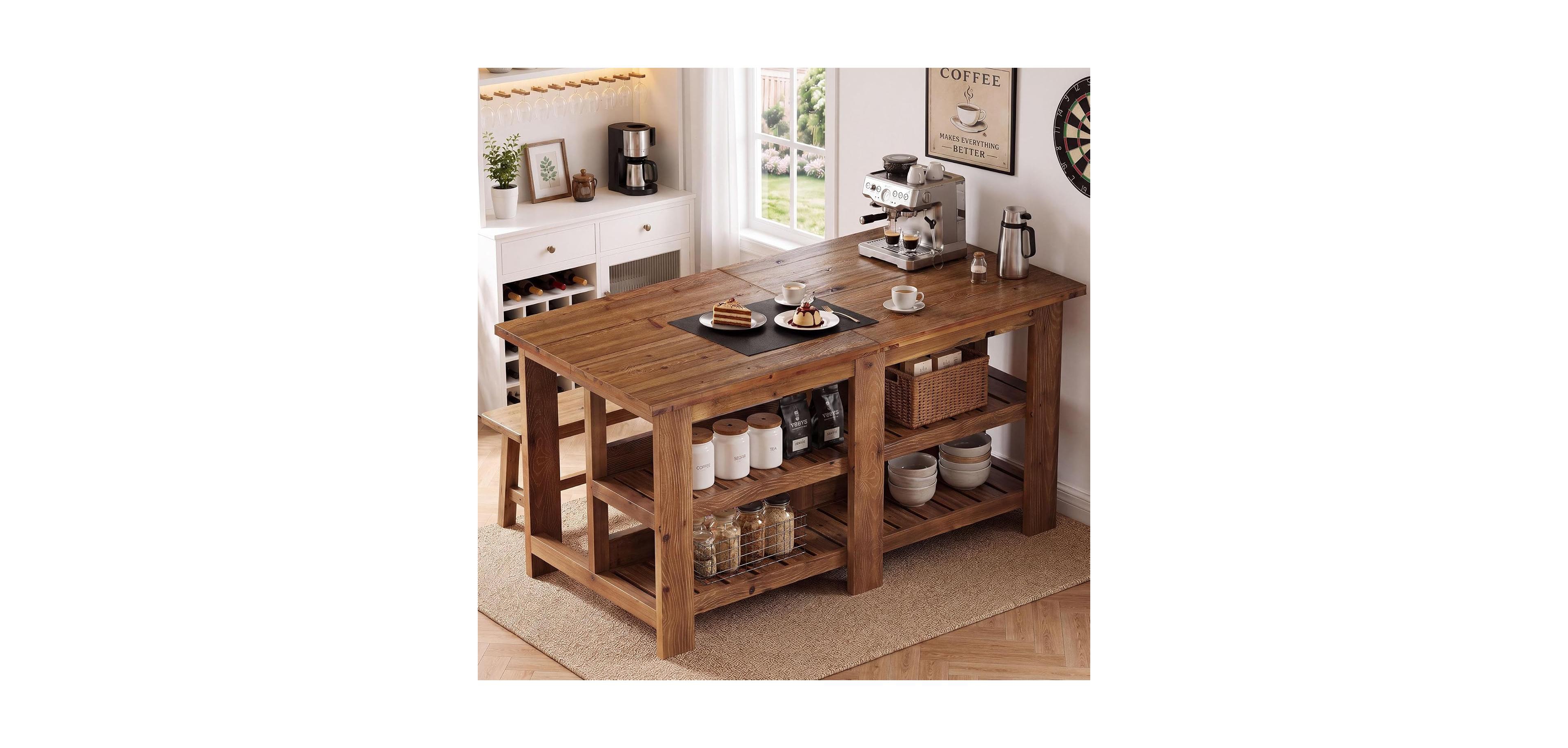 Tribesigns Kitchen Island with Storage, Farmhouse