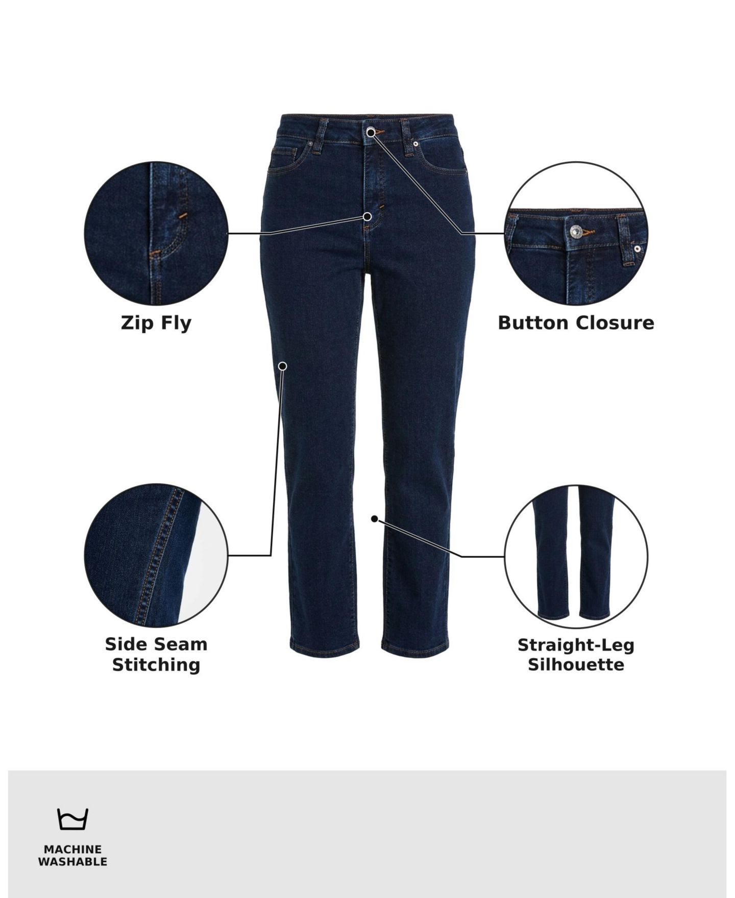 Женские джинсы Style & Co Plus Size High-Rise Straight-Leg, цвет: Глубокий чёрный — фото 5