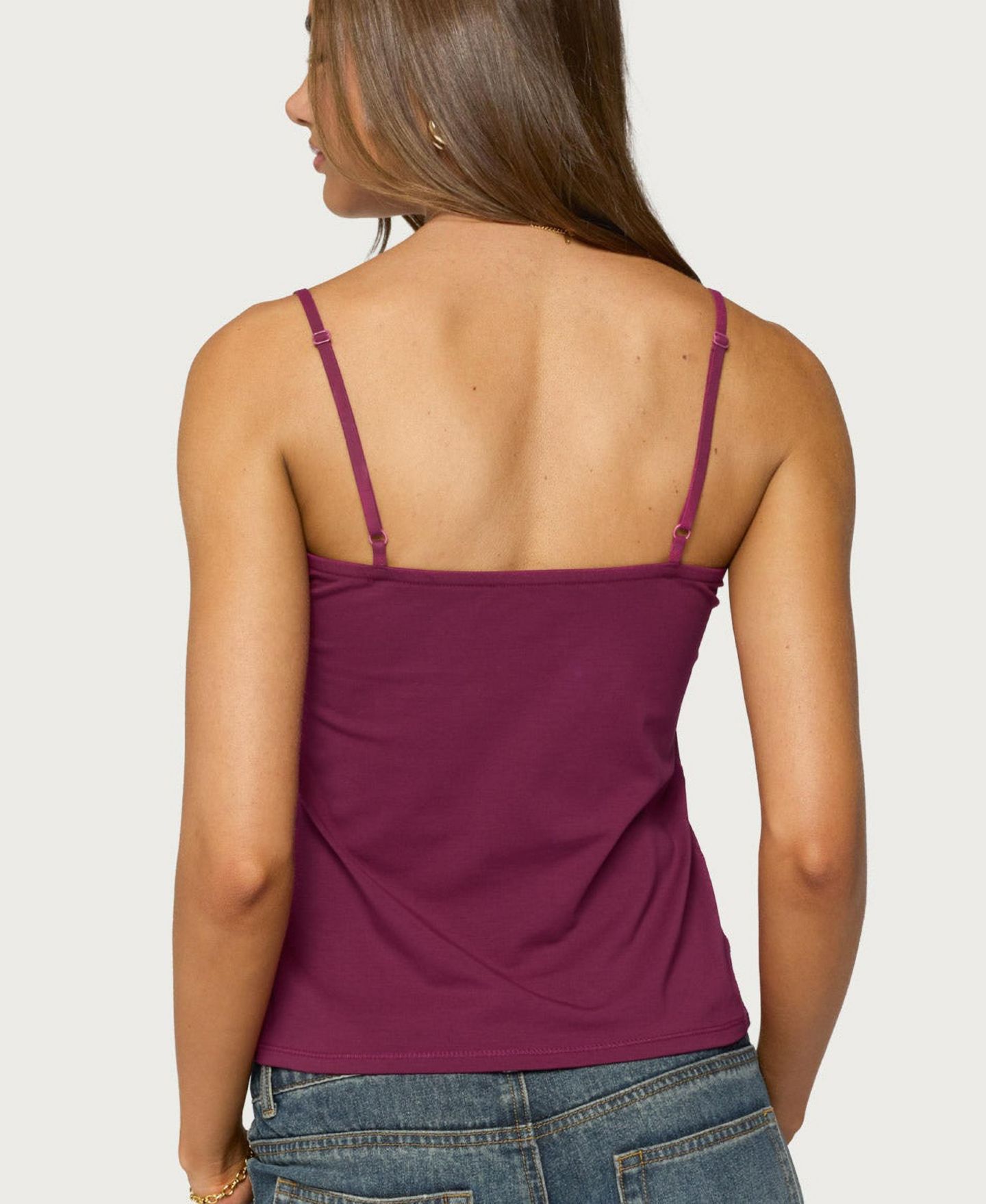 Женский топ Edikted Abbe Lace Trim Square Neck, цвет: Бордовый — фото 2