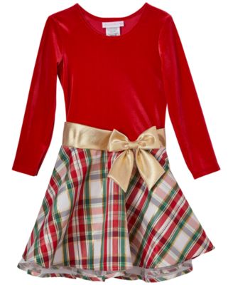 Toddler Girls' 2T-4T Long-Sleeve Velvet Holiday Dress
