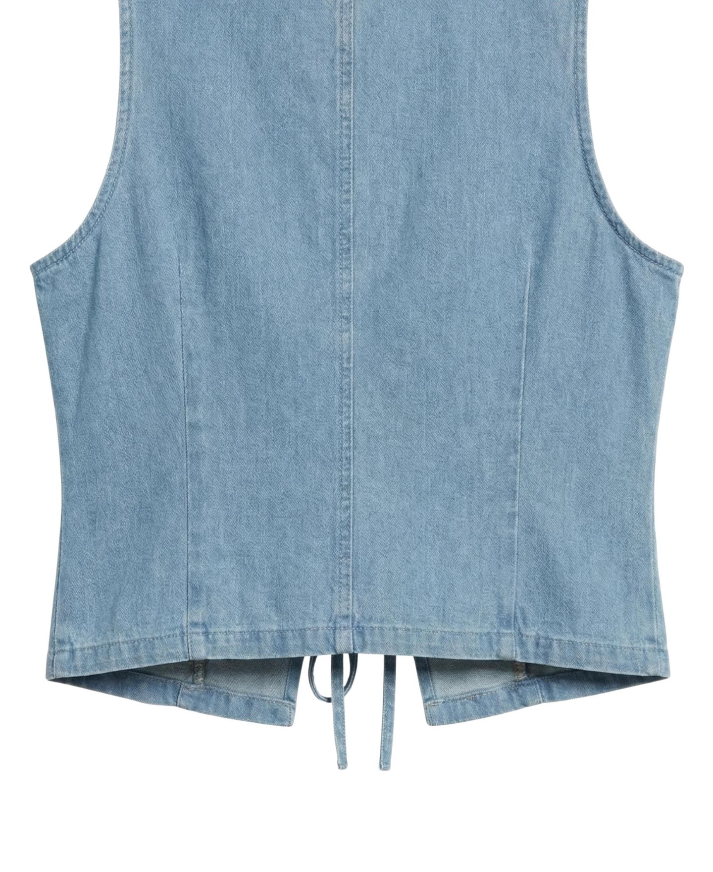 Женский топ Modenaire Deep V-Neck Tie-Front Denim Vest Top, цвет: Средний синий — фото 4