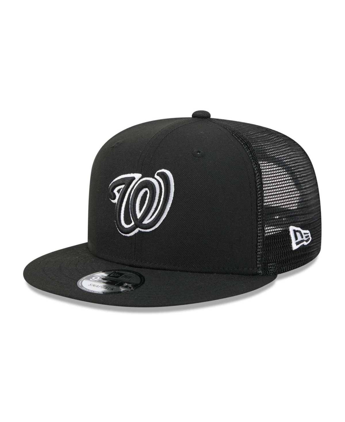 New Era Men's Black Washington Nationals 9FIFTY Adjustable Trucker Hat - Black