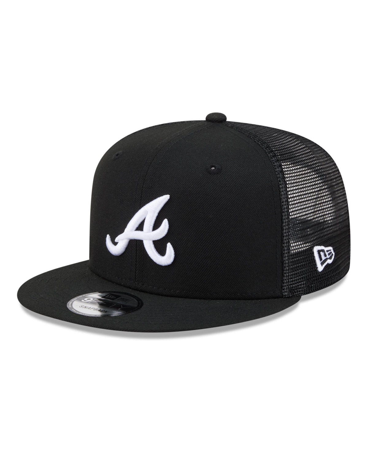 New Era Men's Black Atlanta Braves 9FIFTY Adjustable Trucker Hat - Black