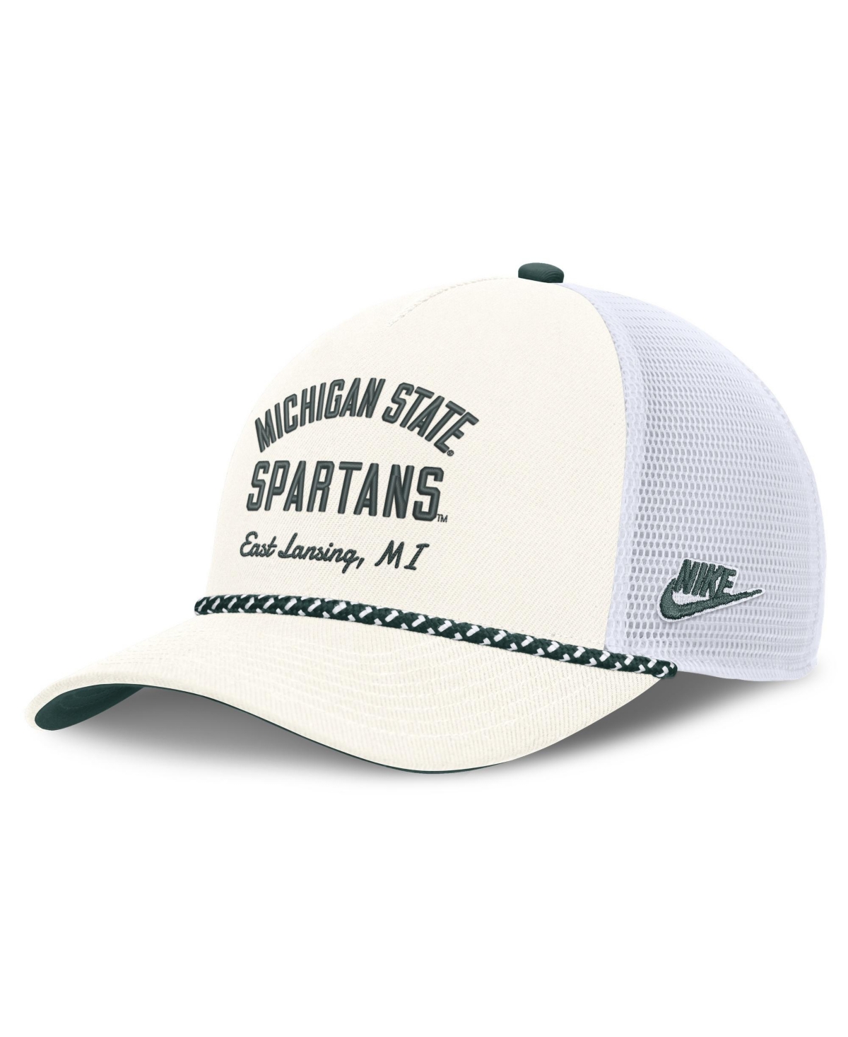 Nike Men's and Women's White Michigan State Spartans Mascot Rope Trucker Adjustable Hat - White, Green