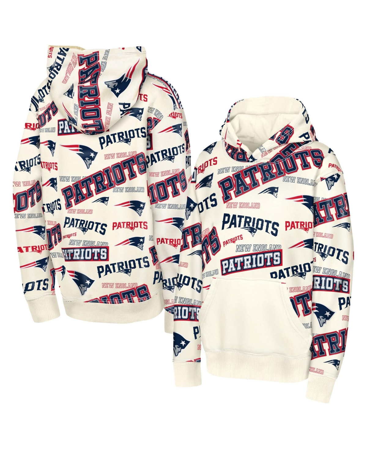 Outerstuff Big Boys' and Girls' Cream New England Patriots Shake Bake Hoodie - Cream