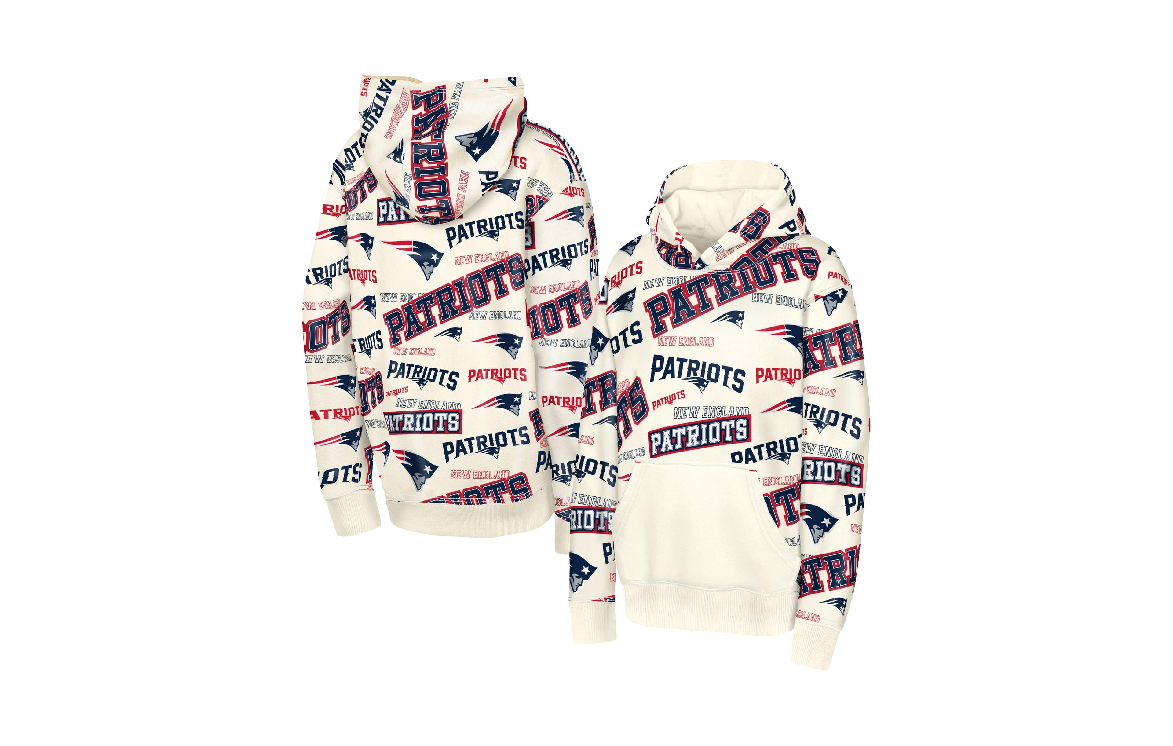 Outerstuff Big Boys' and Girls' Cream New England Patriots Shake Bake Hoodie