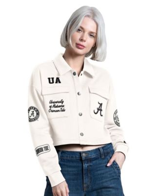 Women's Cream Alabama Crimson Tide Anchor Full Snap Cropped Shacket