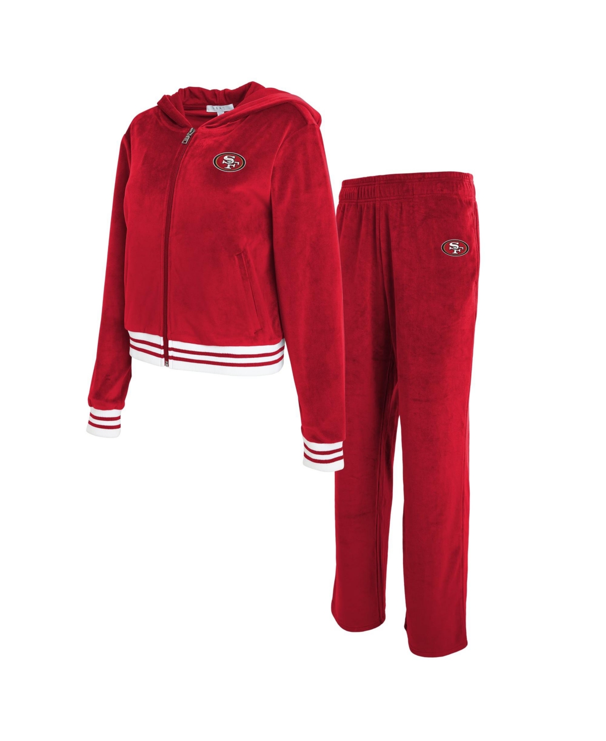 Wear by Erin Andrews Women's Scarlet San Francisco 49ers Velour Track Suit - Scarlet