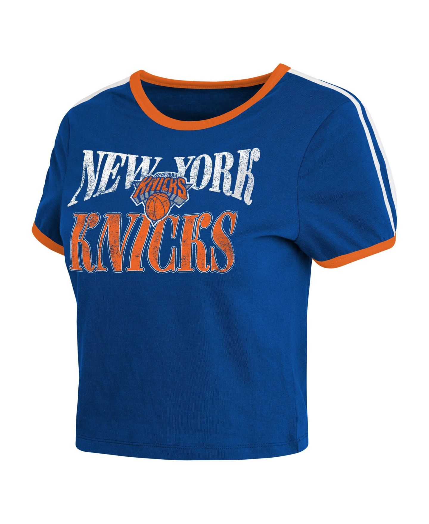 Женская футболка WEAR by Erin Andrews Blue New York Knicks Ringer Baby T-Shirt — фото 3