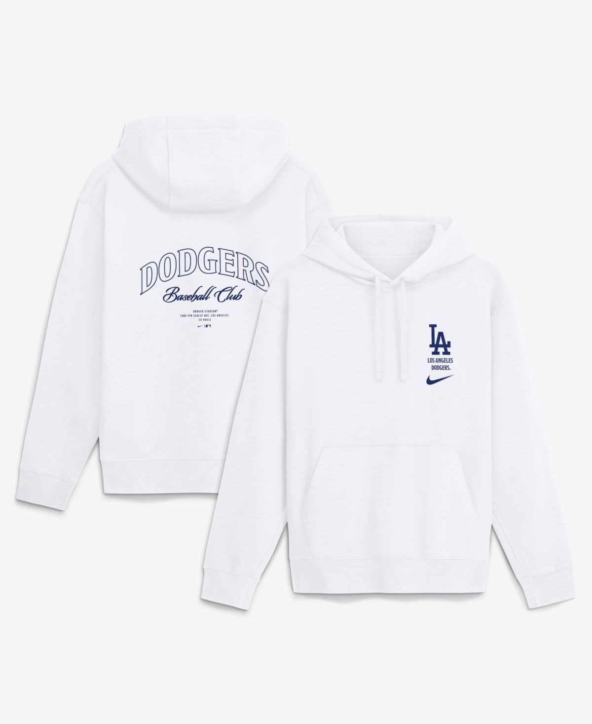 Nike Men's White Los Angeles Dodgers Minimal Club Fleece Hoodie - White