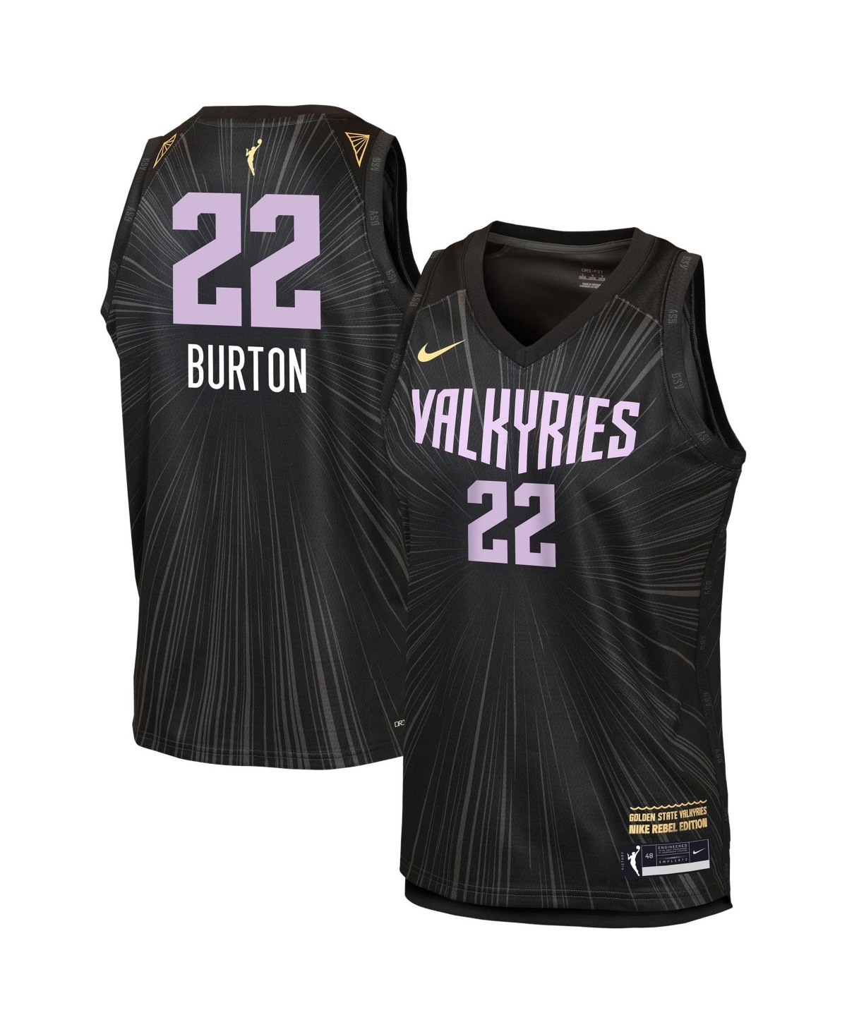 Nike Big Boys' and Girls' Veronica Burton Anthracite Golden State Valkyries Victory Rebel Edition Jersey - Anthracite
