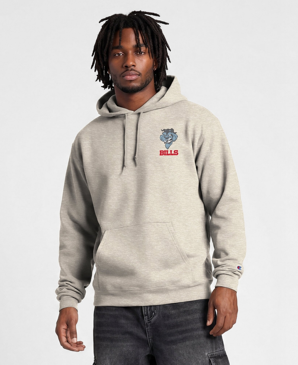 Champion Men's Disney x Oatmeal Buffalo Bills Power blend Fullback Hoodie - Oatmeal