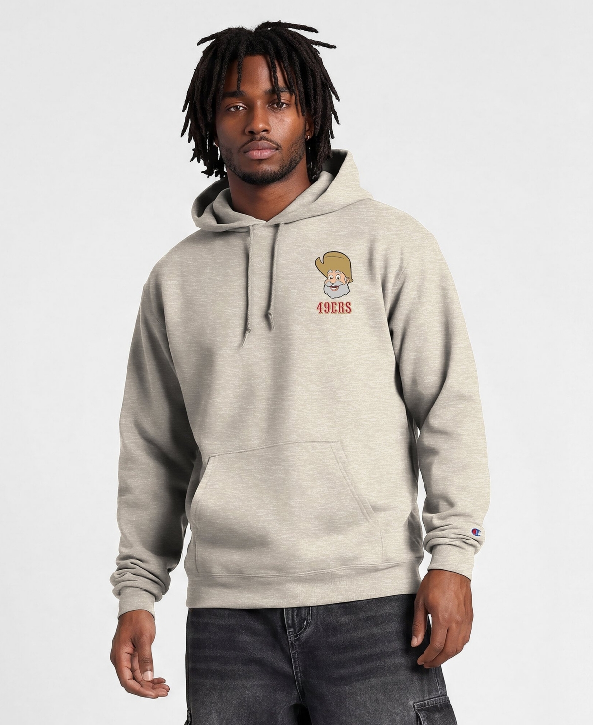 Champion Men's Disney x Oatmeal San Francisco 49ers Power blend Fullback Hoodie - Oatmeal