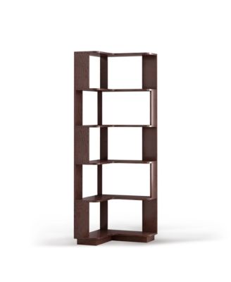 6-Tier Freestanding L-Shaped Corner Bookshelf with Anti-Tip Device and Open Storage Shelves