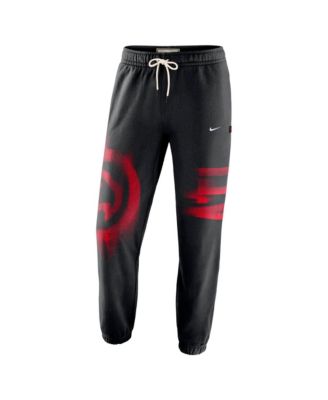 Men's Black, White Atlanta Hawks 2026 Game Theater Fleece Sweatpants