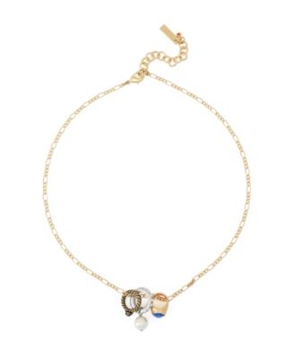 Imitation Pearl and Ring Charm Pendant Necklace