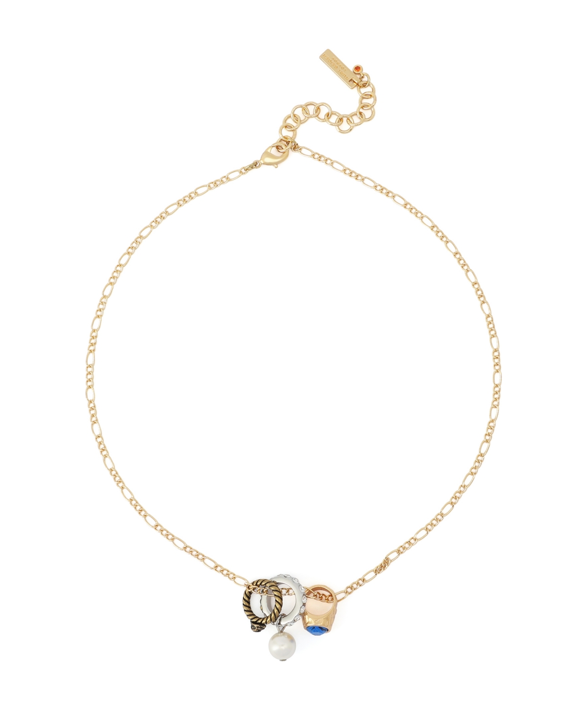 Kurt Geiger London Imitation Pearl and Ring Charm Pendant Necklace - Gold/Blue