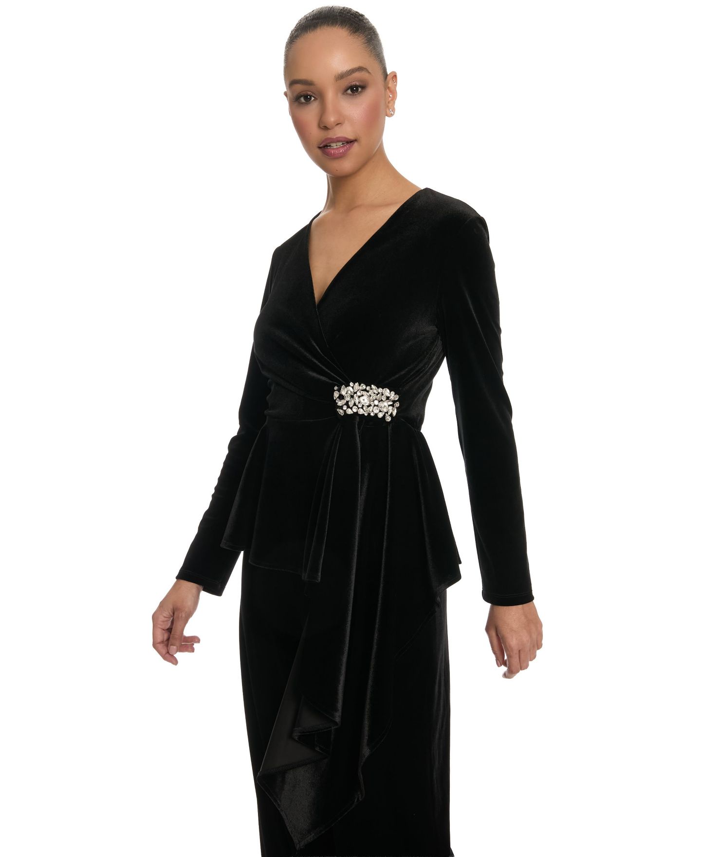 Женская блузка Muse Sequin Faux-Wrap V-Neck, цвет: Чёрный — фото 3