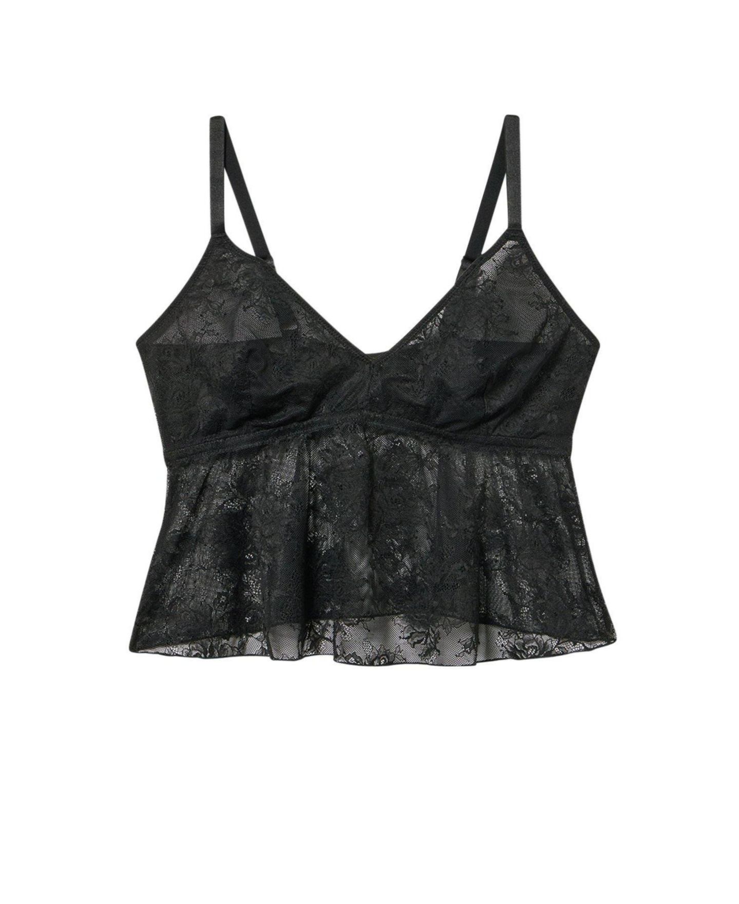 Женский топ Torrid Plus Size Nadia V-Neck Wireless Lace, цвет: Насыщенный чёрный — фото 4