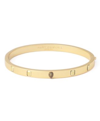 Crystal Gold-Tone Eagle Stone Hinged Bangle Bracelet