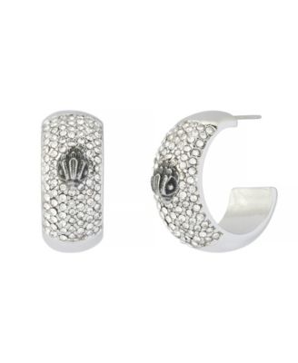 Glass Crystal Pave Hoop Earrings