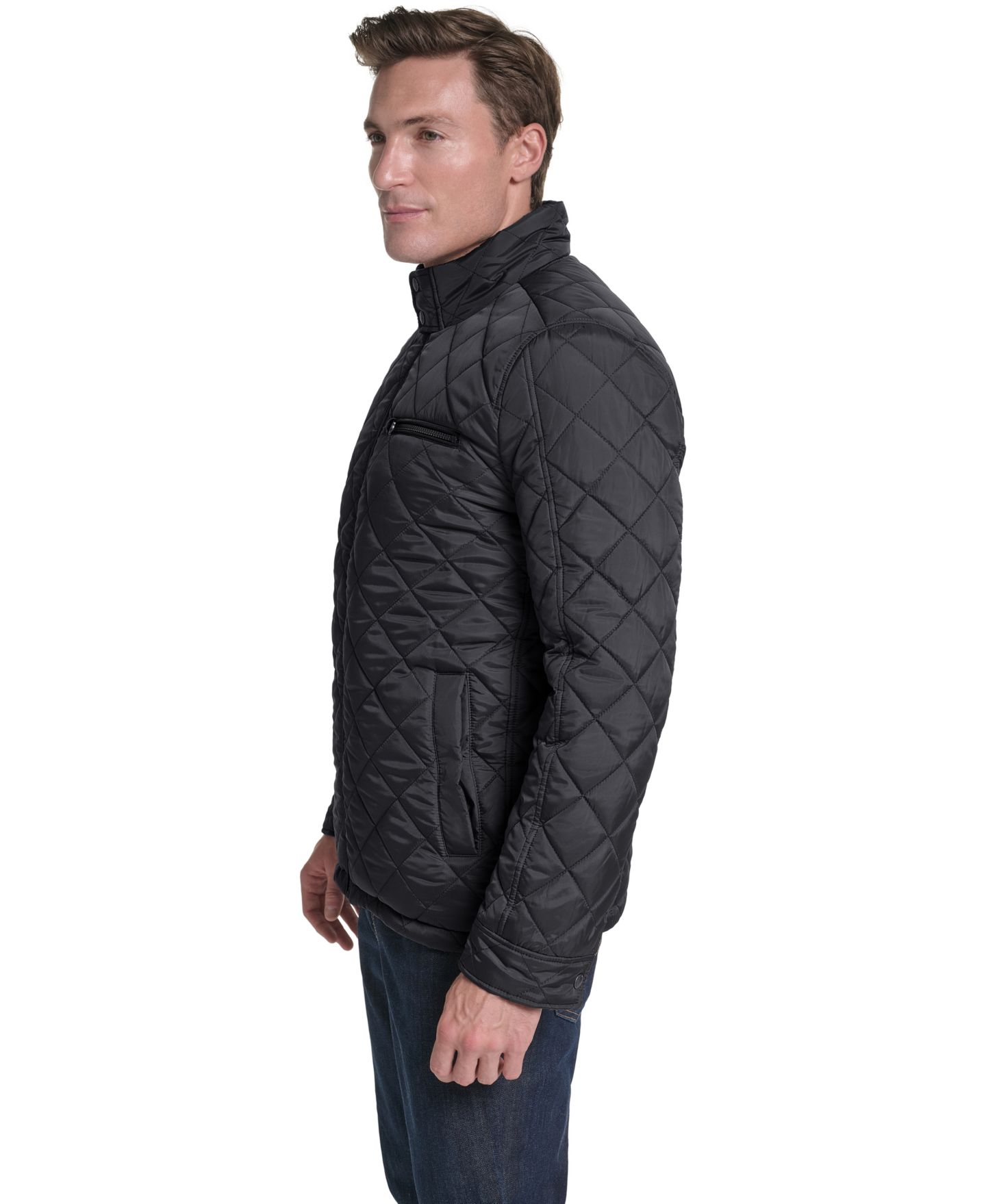 Мужская куртка Cole Haan Quilted Faux Suede-Trim Faux Sherpa-Lined, цвет: Чёрный — фото 3