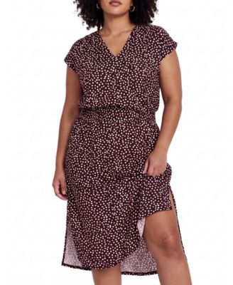 Plus Size Tish Divine V-Neck Short-Sleeve Polka Dot Midi Dress