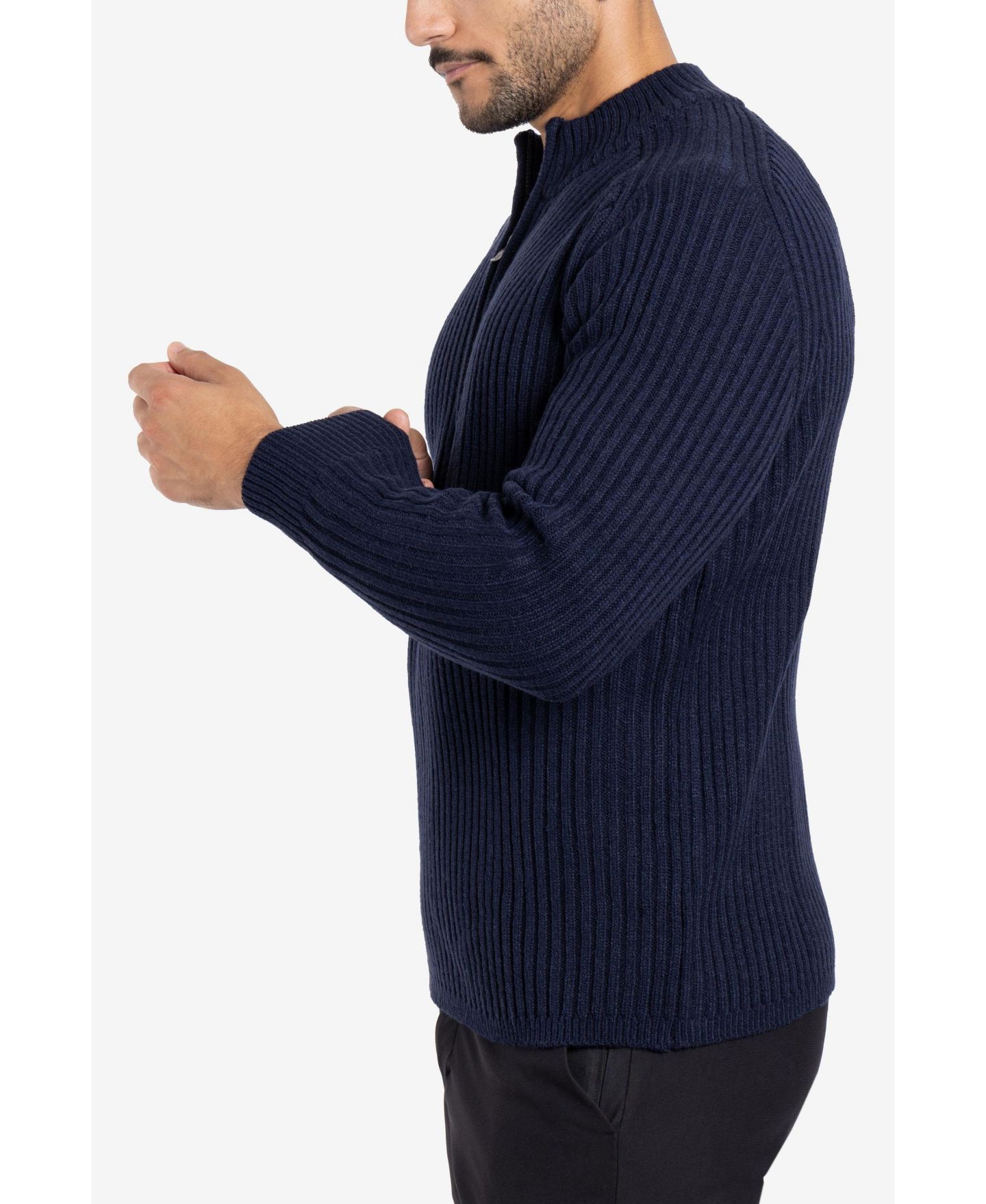 Мужской свитер X-Ray Ribbed Mock Neck Quarter-Zip, цвет: Тёмно-синий — фото 17