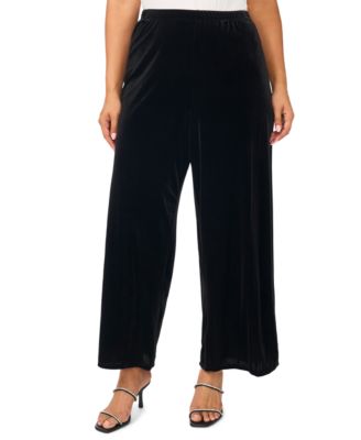 Plus Size Velvet Palazzo Pull-On Pants
