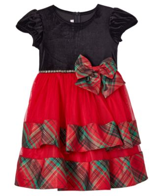 Girls' 2T-6X Velvet-Bodice Puff-Sleeve Fit & Flare Dress